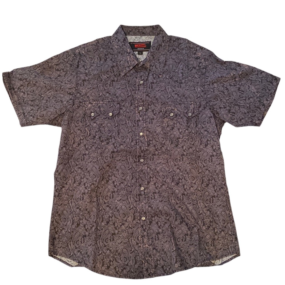 Rock&Roll Denim Men’s ShortSeeve Floral Print  Snapdown Shirt